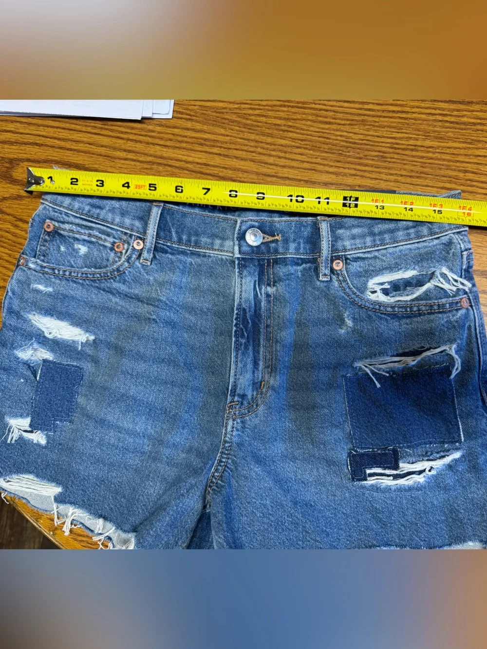 AE 3” Rigid Super High Waist Relaxed Denim Shorts SZ 8 - Picture 12 of 14